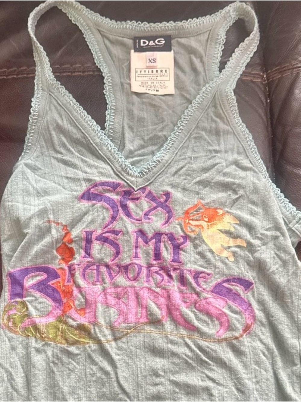Dolce and Gabbana Sage  Green Women's Tank Top with Lace Trim